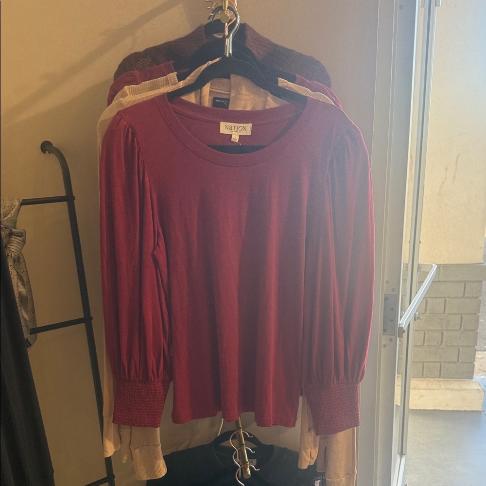 Nation LTD Burgundy Long Sleeve Blouse